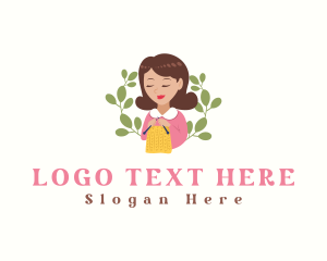 Knitting Needles - Knit Crochet Lady logo design