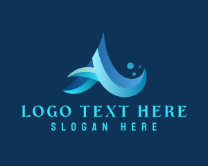 Blue - Modern Waves Letter A logo design