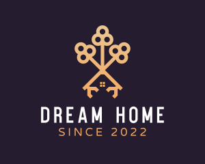 House - Triple House Key logo design