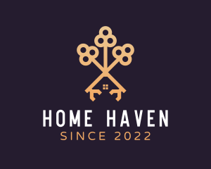 House - Triple House Key logo design