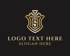 King - Gold Shield Letter S logo design
