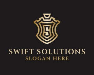 Gold Shield Letter S logo design