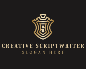 Gold Shield Letter S logo design