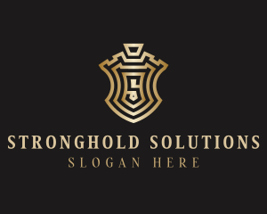 Gold Shield Letter S logo design