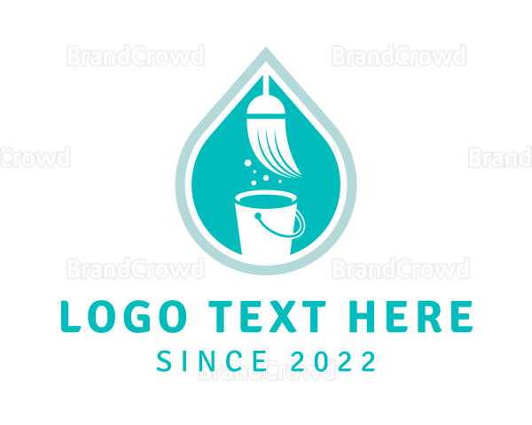 Broom Bucket House Cleaning Logo