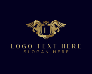 Luxury - Shield Pegasus Crown logo design