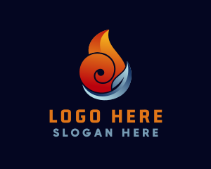 Heating - Fire Water Leaf logo design