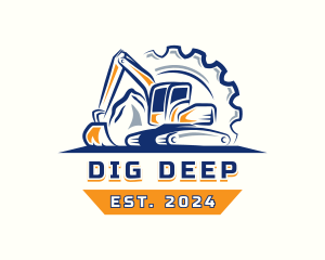 Excavator Digging Quarry logo design