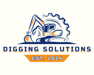 Excavator Digging Quarry logo design