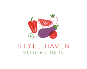 Vegetables Fruit Grocery Logo