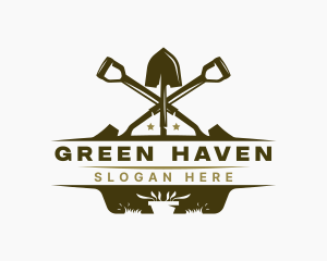 Shovel Landscaping Planting logo design