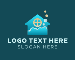 Laundry - Blue House Bubble Cleaning logo design