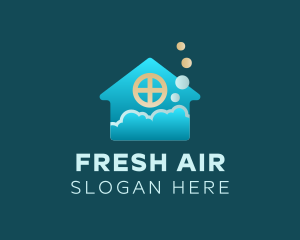 Blue House Bubble Cleaning logo design