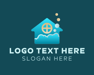 Bubble - Blue House Bubble Cleaning logo design