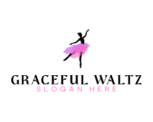 Waltz - Dancing Ballerina Woman logo design