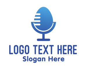 Broadcast - Blue Egg Microphone logo design