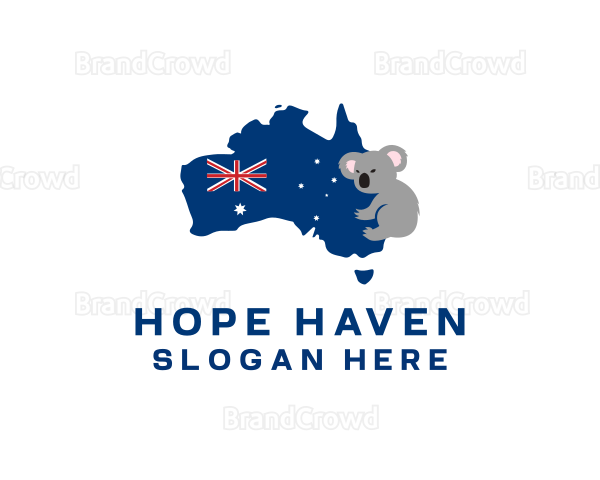 Australian Koala Map Logo