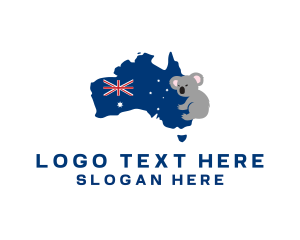 Aussie - Australian Koala Map logo design