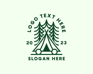 Emblem - Forest Camping Tent logo design