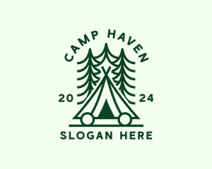 Tent - Forest Camping Tent logo design