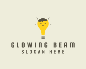 Shining Happy Bulb  logo design