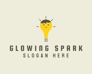 Shining Happy Bulb  logo design