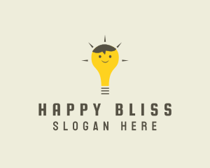 Shining Happy Bulb  logo design