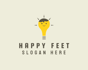 Shining Happy Bulb  logo design