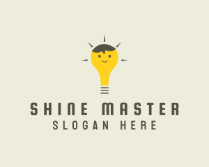 Shining Happy Bulb  logo design