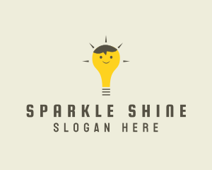 Shining Happy Bulb  logo design
