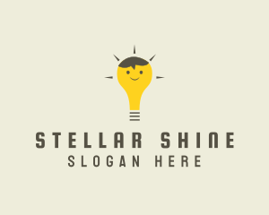 Shining Happy Bulb  logo design