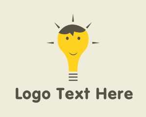 Intelligent - Shining Happy Bulb logo design