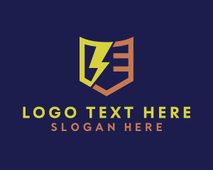 Badge - Lightning Bolt Shield logo design