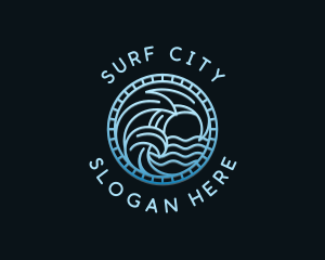 Sea Surfing Wave logo design