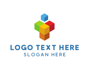 Geometric - Multicolor Digital Cube logo design