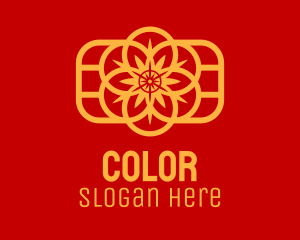 Golden Sakura Flower  Logo