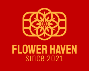 Golden Sakura Flower  logo design