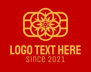 Symmetrical - Golden Sakura Flower logo design