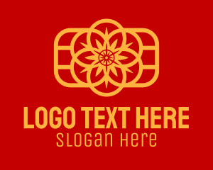 Golden Sakura Flower  Logo