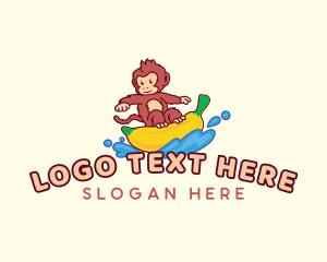 Tropical - Monkey Banana Surfer logo design