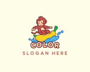 Tropical - Monkey Banana Surfer logo design