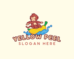 Banana - Monkey Banana Surfer logo design