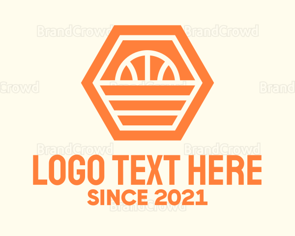 Orange Hexagon Basketball Logo