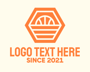 Polygon - Orange Hexagon Basketball logo design