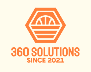 Orange Hexagon Basketball logo design