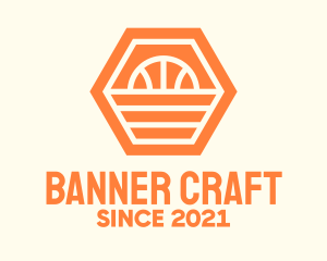 Orange Hexagon Basketball logo design