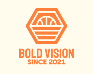 Orange Hexagon Basketball logo design