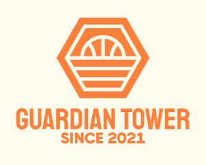 Orange Hexagon Basketball logo design