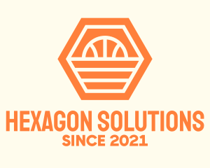 Orange Hexagon Basketball logo design