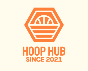 Orange Hexagon Basketball logo design